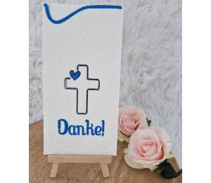 Stickdatei - ITH Schokohülle "Danke" christlich Kreuz